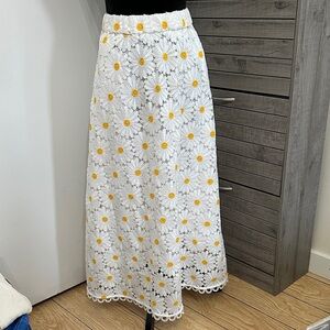 Kate Spade Daisy Lace Maxi Skirt - White and Yellow